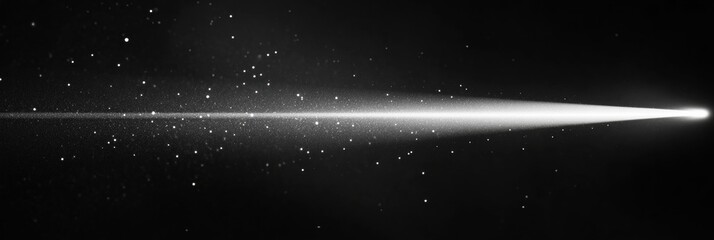 Leinwandbilder - Narrow beam of light piercing through an expansive darkness with shimmering particles in the background. Generative AI
