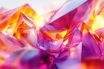 Wall Mural - Abstract image of vibrant, colorful, translucent crystals, reflecting light and creating a dazzling display.