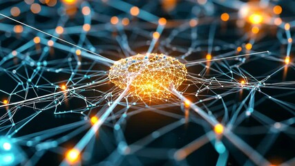 Poster - Abstract Network Connection with Glowing Nodes and Lines in Dark Background