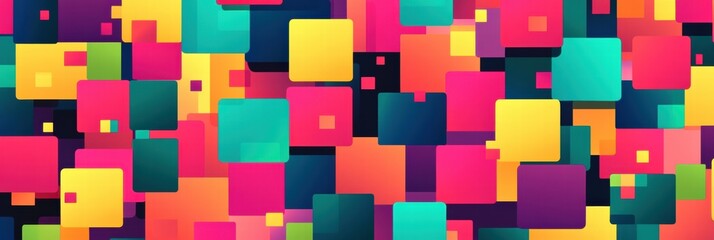 Fototapete - Colorful pixel art seamless pattern featuring vibrant squares in various sizes and shades with a modern aesthetic. Generative AI