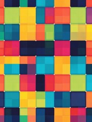 Leinwandbilder - Pixel art seamless pattern showcasing vibrant colors and geometric shapes for creative design applications. Generative AI