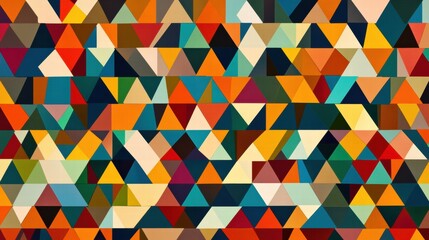 Poster - Mosaic inspired pattern displaying a variety of colorful triangles arranged in a captivating design scheme. Generative AI