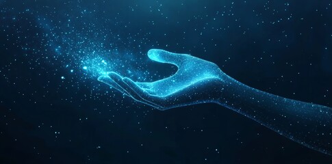 Wall Mural - hand with sky and stars