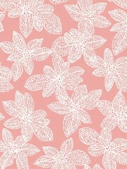 Poster - Seamless lace inspired pattern featuring delicate floral designs on a soft pink background for elegant textile applications. Generative AI