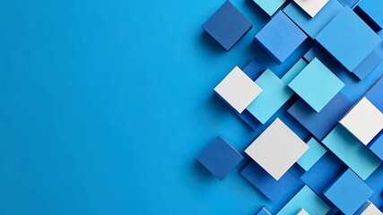 Poster - A vibrant blue abstract backdrop featuring geometric squares and ample room for your text, perfect for modern designs.