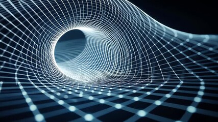 Poster - Futuristic Wireframe Surface with Curved Design and Glowing Lines in Dark Background