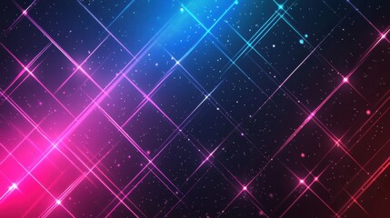 Leinwandbilder - Retro 1990s grid pattern with vibrant colors and sparkling elements creating a nostalgic atmosphere. Generative AI