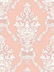 Poster - Delicate lace inspired seamless pattern in soft peach with floral and ornamental designs. Generative AI