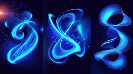 Poster - Abstract blue neon designs perfect for sleek branding visuals.