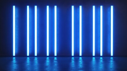 Poster - Abstract blue neon stripe animations for futuristic campaigns.