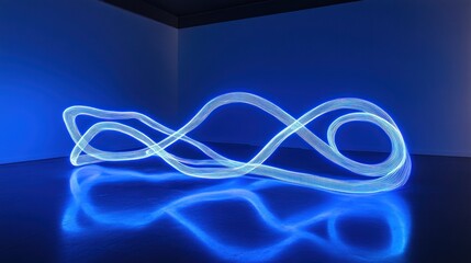 Poster - Artistic glowing blue neon lines creating a surreal visual impact.