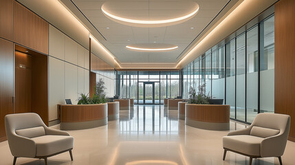 Aufkleber - Modern office lobby with stylish furniture and natural light
