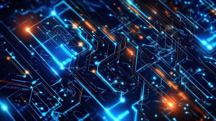 Poster - Bright blue background featuring futuristic cyberspace patterns.