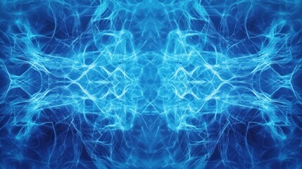 Poster - Bright blue background featuring futuristic cyberspace patterns.