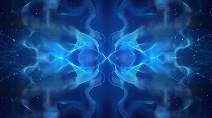 Poster - Bright blue background featuring futuristic cyberspace patterns.