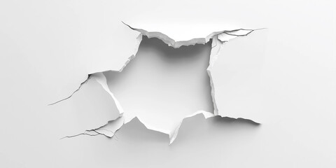 Poster - Breaking white surface creating hole revealing bright background