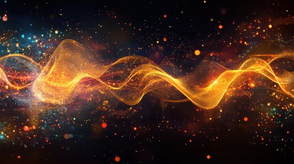 Poster - Digital glowing lines with abstract and dynamic neon visuals.