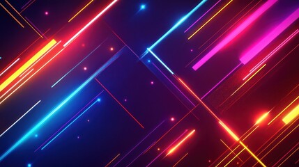 Poster - Digital glowing lines with abstract and dynamic neon visuals.