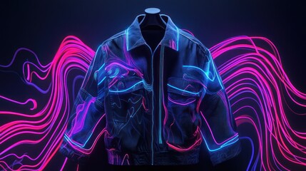 Poster - Digital glowing lines with abstract and dynamic neon visuals.