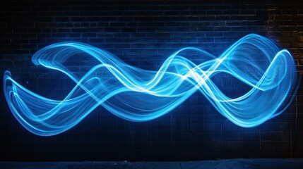 Poster - Dynamic blue neon lines with a contemporary wave-inspired graphic.