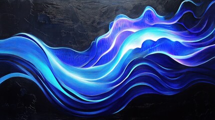 Poster - Flowing neon wave design incorporating sleek blue light elements.