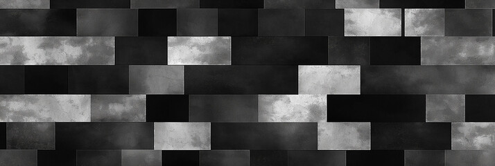 Poster - Black and white brick wall creating modern abstract background