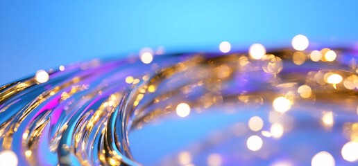 Poster - A close-up of shimmering wires with soft, glowing lights.