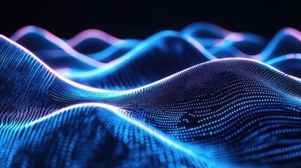 Poster - Glowing abstract blue neon lines with futuristic visual appeal.