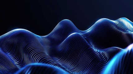 Poster - Glowing abstract blue neon lines with futuristic visual appeal.