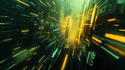 Poster - Green-yellow gradient motion art emphasizing futuristic branding concepts.