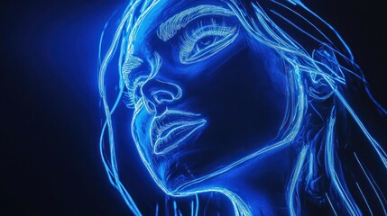 Poster - Immersive blue neon artwork tailored for unique digital displays.