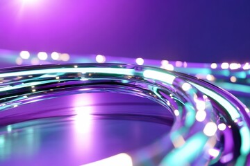 Poster - Abstract design featuring illuminated rings in vibrant purple tones.