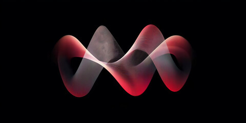 Poster - Red and white abstract wave flowing on black background