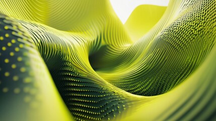 Poster - Looped green-yellow patterns with a minimalist approach to abstract visuals.