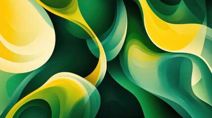 Poster - Looped green-yellow patterns with a minimalist approach to abstract visuals.