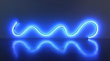 Poster - Minimalist neon art featuring smooth glowing blue lines.