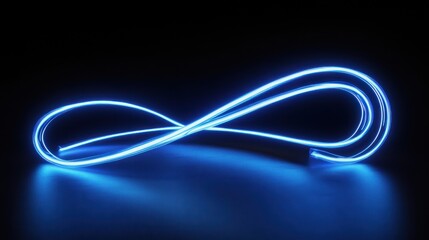 Poster - Minimalist neon art featuring smooth glowing blue lines.
