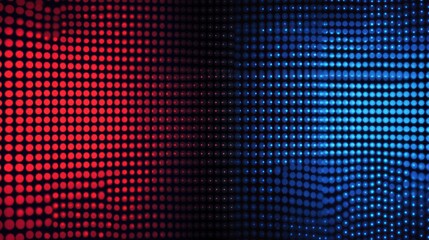 Poster - Modern digital background featuring flickering dots in red and blue hues.