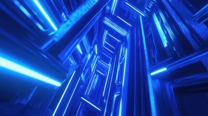 Poster - Modern motion graphic featuring glowing blue neon stripes.