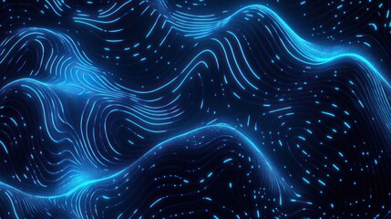 Poster - Modern neon art with electric blue patterns in digital form.