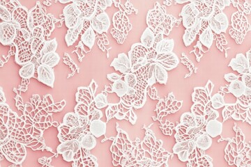 Poster - Lace inspired seamless pattern design with intricate details on soft pink background. Generative AI