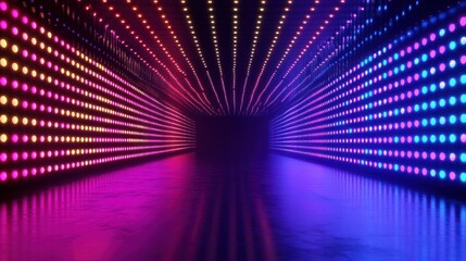 Poster - Neon light dots on a dark canvas, blending motion and abstract design.