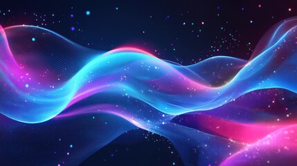 Poster - Neon glowing blue designs for innovative motion graphics.