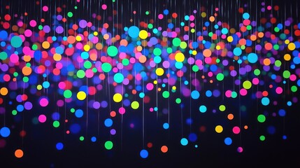 Poster - Neon light dots on a dark canvas, blending motion and abstract design.