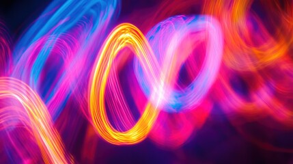 Poster - photograph of Blue neon glowing stripes abstract modern motion background telephoto lens summer daylight cool color