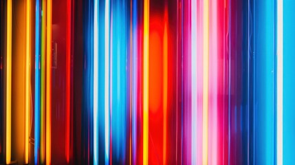 Poster - photograph of Blue neon glowing stripes abstract modern motion background telephoto lens summer daylight cool color