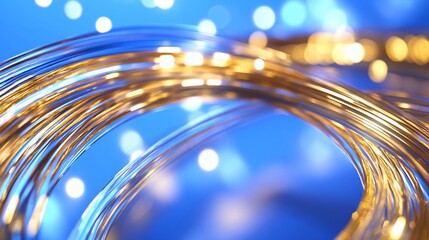 Poster - A close-up of shimmering wire coils against a blue background.