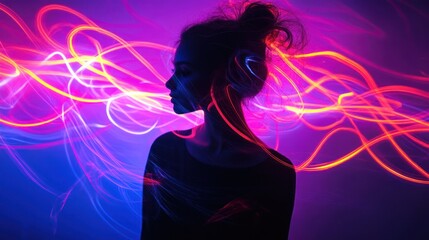Poster - Smooth abstract neon streaks for clean motion visuals.