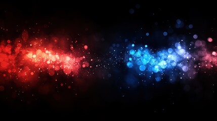 Poster - Sparkling bokeh lights in shades of red and blue, creating a twinkling effect.