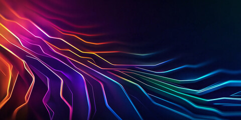 Aufkleber - Colorful neon lights flowing on dark background